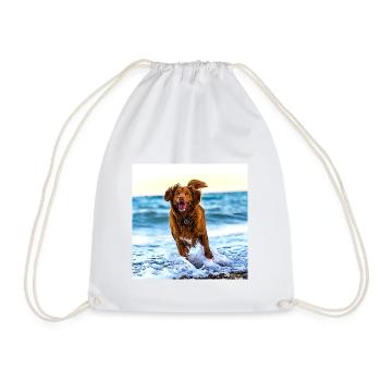 Chien mignon à la mer chiot mignon sur la plage - Sac de sport léger - blanc - Devant