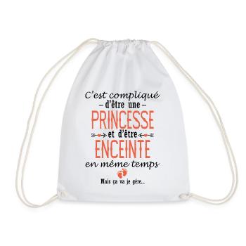 PRINCESSE ENCEINTE future maman - Sac de sport léger - blanc - Devant