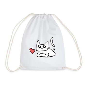 Katze Herz Symbol Süß - Turnbeutel - Weiß - Vorne