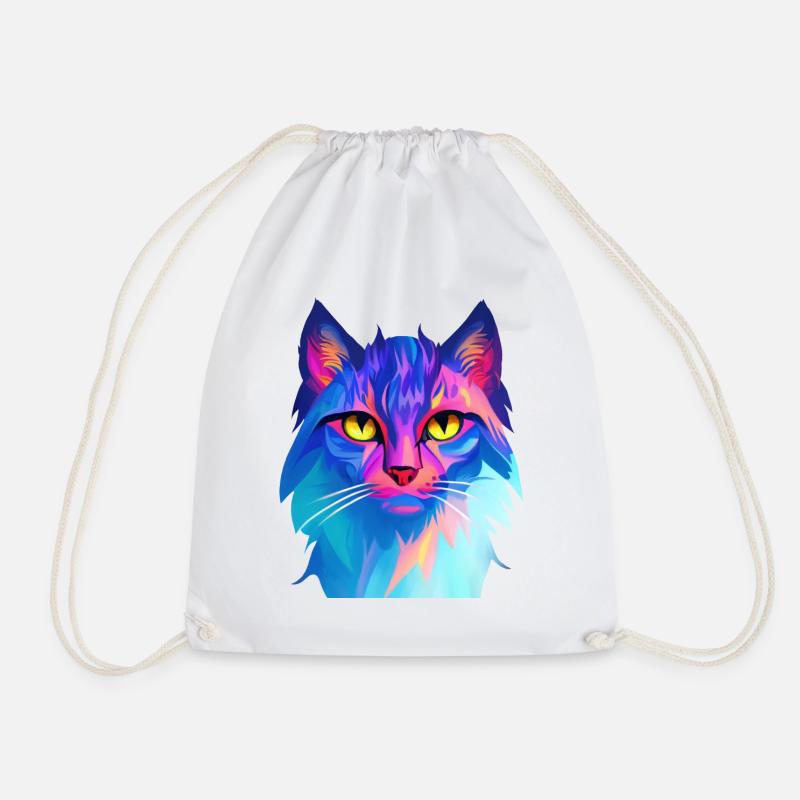 Chat coloré - Sac de sport léger - blanc