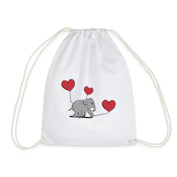 elephant balloon heart animal symbol - Drawstring Bag - white - Front