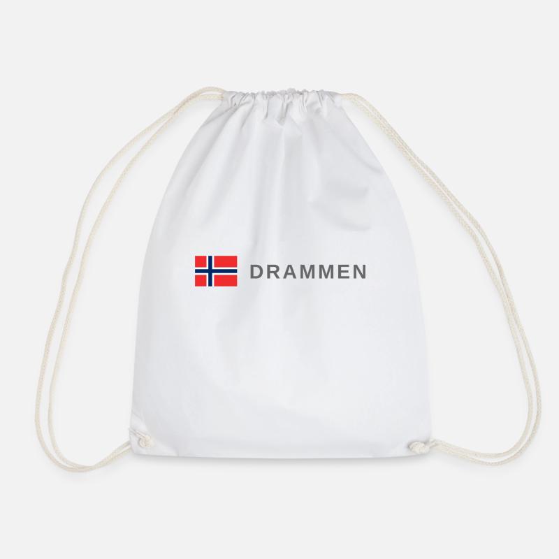 Drammen Norway - Drawstring Bag - white