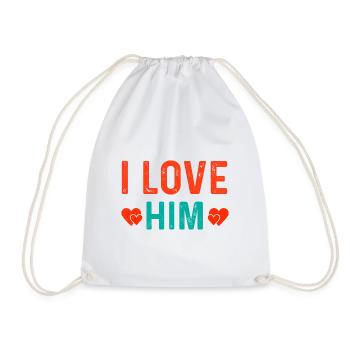 I Love Him with Hearts Ich liebe Ihn mit Herzen - Turnbeutel - Weiß - Vorne