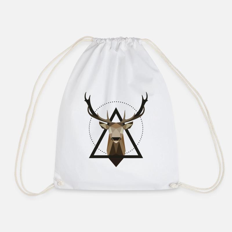 Deer stag geometric - Drawstring Bag - white