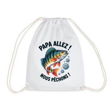 Papa allez! Nous pêchons ! Perche sautante - Sac de sport léger - blanc - Devant