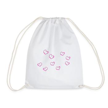 Pink Hearts Line Heart Pattern - Drawstring Bag - white - Front