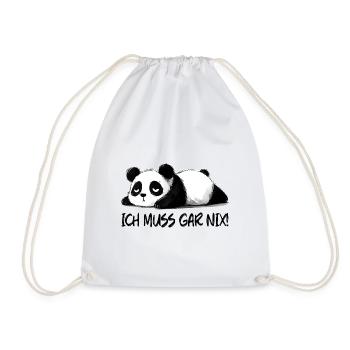 ch muss gar nix ein lustiger Panda Bär - Turnbeutel - Weiß - Vorne
