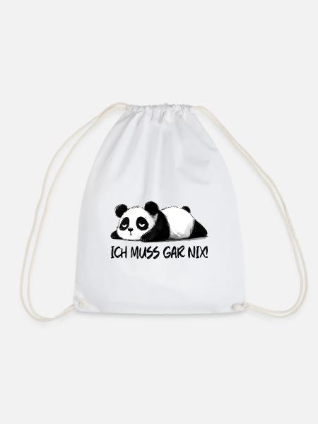 ch muss gar nix ein lustiger Panda Bär - Turnbeutel - Weiß