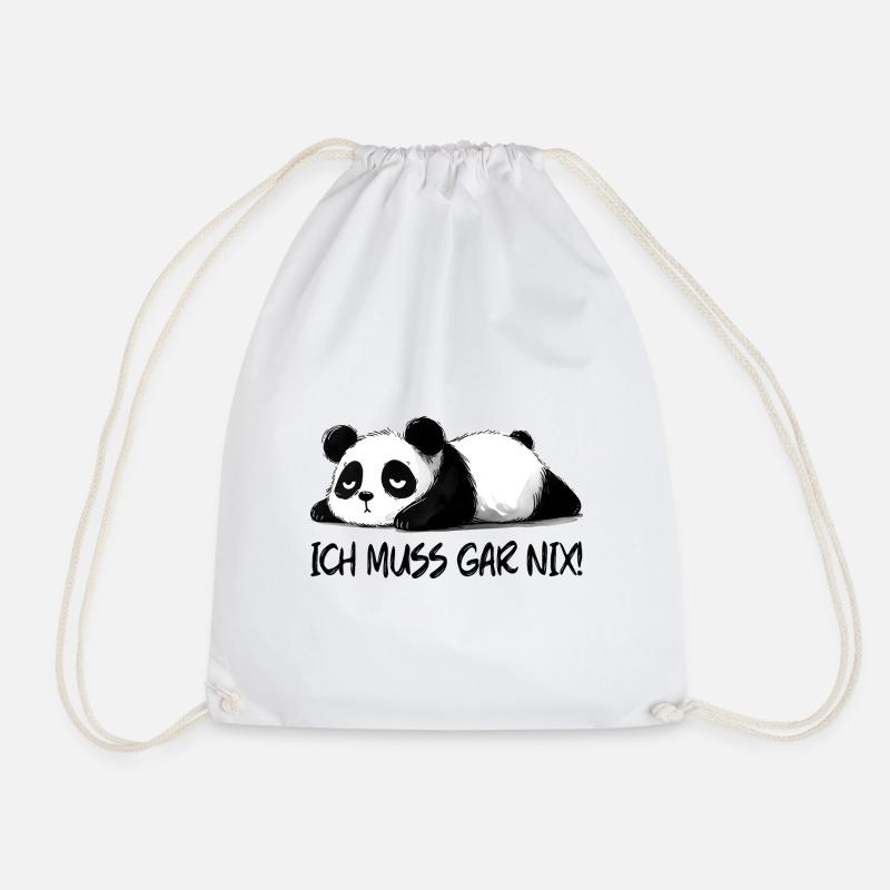 ch muss gar nix ein lustiger Panda Bär - Turnbeutel - Weiß