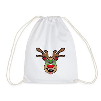 Christmas Rudi with glasses - Drawstring Bag - white - Front