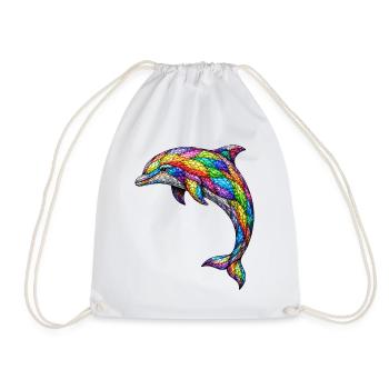 Bunter Mosaik-Delfin Abstraktes Ocean Art Design - Turnbeutel - Weiß - Vorne