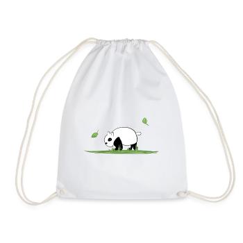 Animal Love Cartoon Panda Ecosystem Nature Grass - Drawstring Bag - white - Front