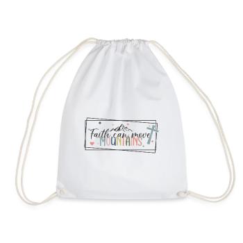 Faith can move Mountains, Christian gift. - Drawstring Bag - white - Front