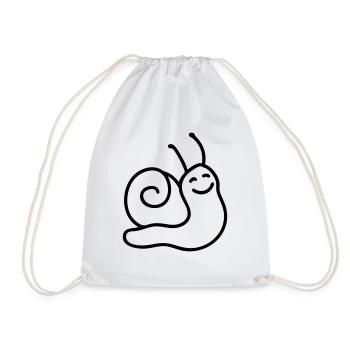 Happy Snail - Line - Drawstring Bag - white - Front