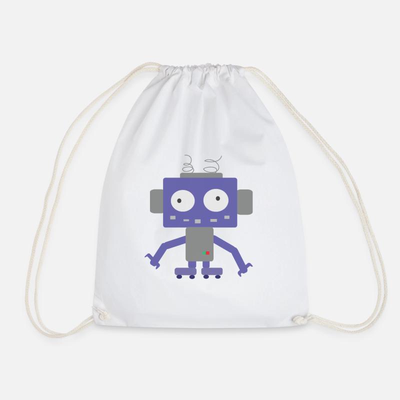 Cute Little Robot - Drawstring Bag - white