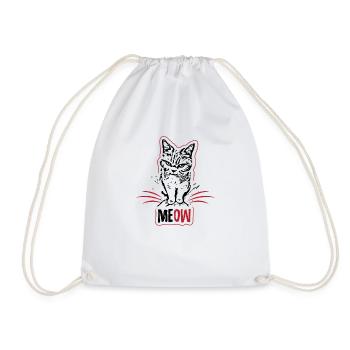Cat evil angry cats Miau cat holder gift - Drawstring Bag - white - Front
