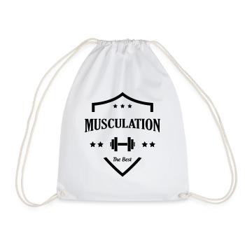 Musculation Fitness Force Sport Muscles Vintage - Drawstring Bag - white - Front