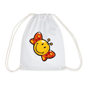 Smiley Butterfly - Drawstring Bag - white - Front