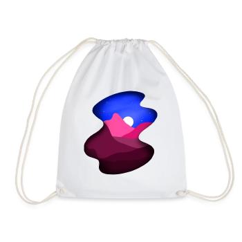 Landscape Digital Painting Nightsky in Blue Pink - Drawstring Bag - white - Front