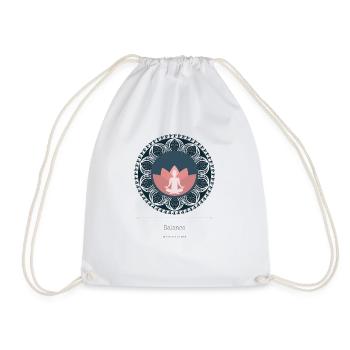 Balance in the Mandala: Lotus Flower & Yoga Symbol - Drawstring Bag - white - Front