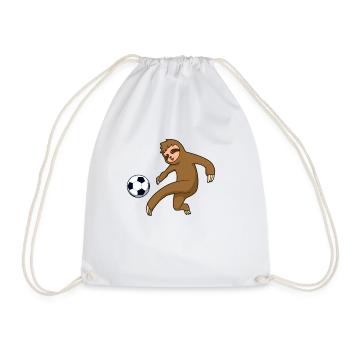 Comic sloth plays football - Drawstring Bag - white - Front