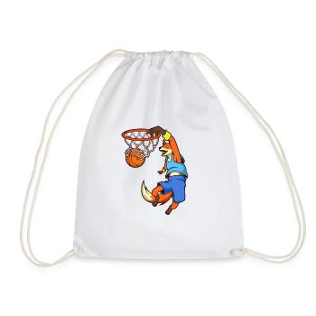 Comic Fuchs plays basketball - Drawstring Bag - white - Front