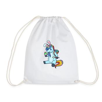 Einhorn bemalt Ostereier an Ostern - Ostereinhorn - Turnbeutel - Weiß - Vorne