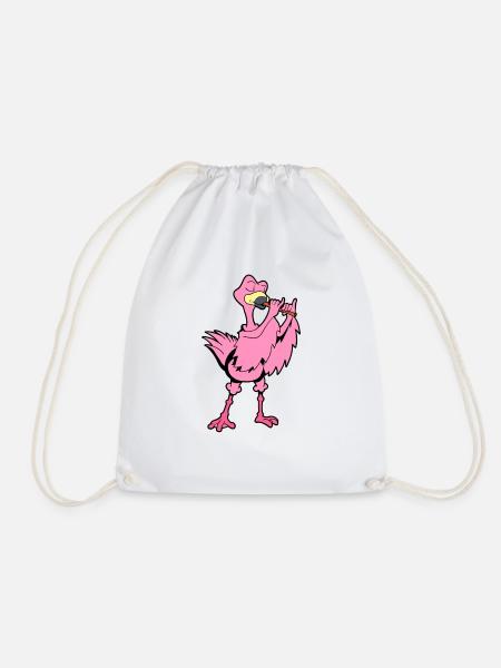 Cartoon Flamingo - Flötenspieler - Turnbeutel - Weiß