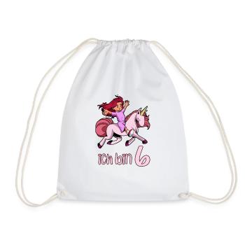 Geburtstagsshirt Einhorn - 6 Geburtstag Mädchen - Turnbeutel - Weiß - Vorne
