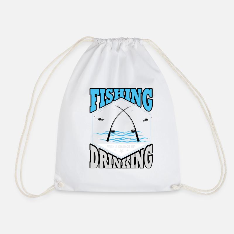 Angler's shirt Fishing and drinking - Drawstring Bag - white