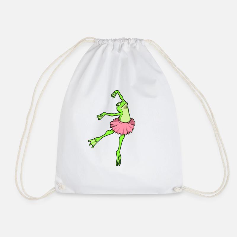 Comic Frog Dances Ballet - Ballerina - Drawstring Bag - white