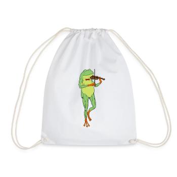 Comic Frog Plays Violin - Drawstring Bag - white - Front