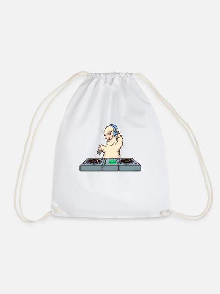 Cartoon Lama DJ am Turntable - Turnbeutel - Weiß