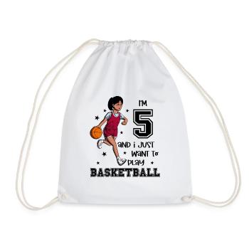 Girl plays basketball - I'm 5 - Drawstring Bag - white - Front