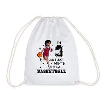 Girl plays basketball - I'm 3 - Drawstring Bag - white - Front