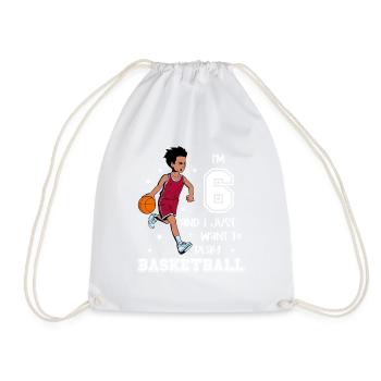 Boy plays basketball - I'm 6 - Drawstring Bag - white - Front