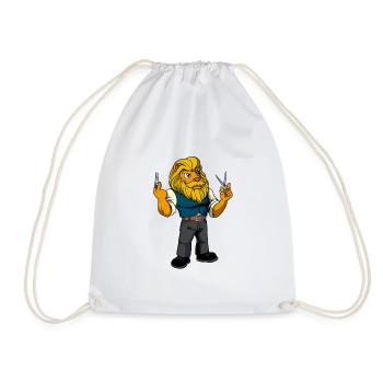 Cartoon Lion is the Barber - Drawstring Bag - white - Front