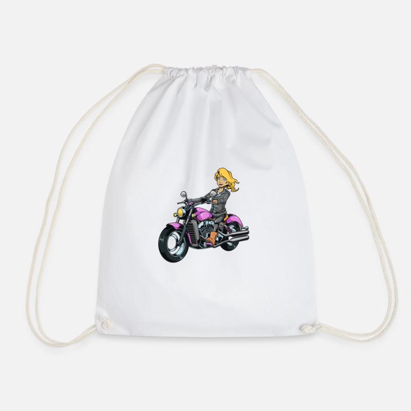 Mädchen auf Motorrad - Turnbeutel - Weiß