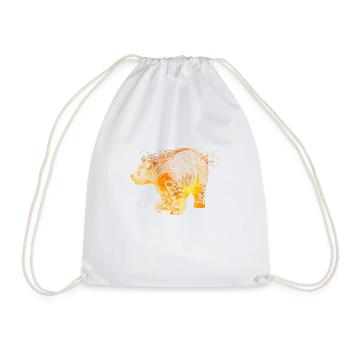 Colorful drawing of a brown bear - Drawstring Bag - white - Front