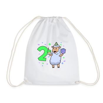 Avec mouton - anniversaire de fille 2 ans - Sac de sport léger - blanc - Devant