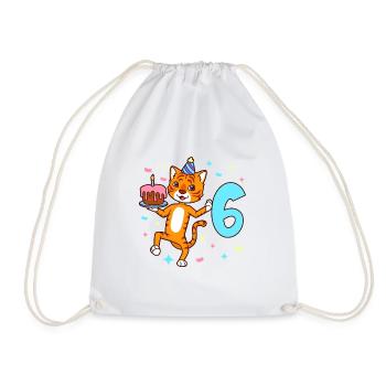 Mit Tiger - Jungen Geburtstag 6 Jahre - Turnbeutel - Weiß - Vorne