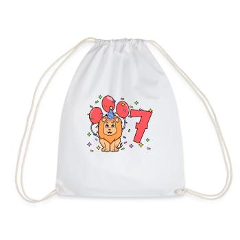 With lion - children's birthday 7 years - Drawstring Bag - white - Front