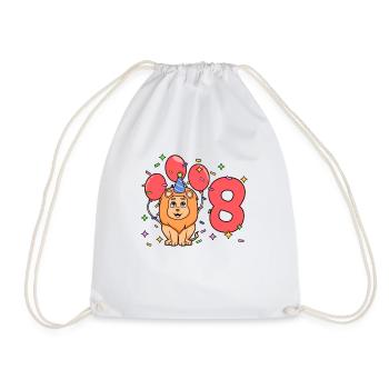 With lion - children's birthday 8 years - Drawstring Bag - white - Front