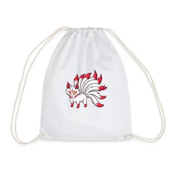 Yokai-Figur aus Japan - Kawaii Kitsune - Turnbeutel - Weiß - Vorne