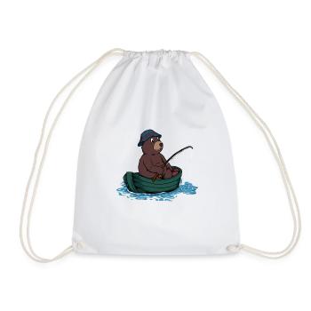 Bär beim Angeln - Angler - Turnbeutel - Weiß - Vorne