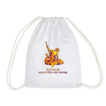 Riding on fish - Viking god Njörd - Drawstring Bag - white - Front