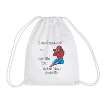 I'm 2 - Girl Bird Watching - Drawstring Bag - white - Front