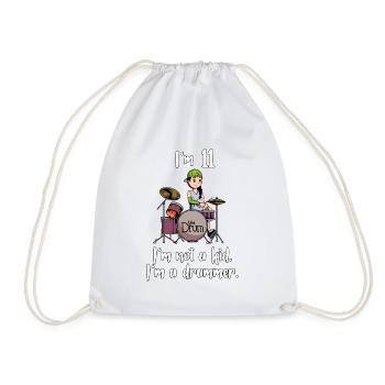 I'm 11 - Girl Drummer - Drawstring Bag - white - Front