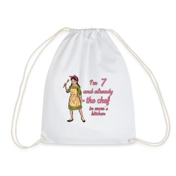 I' - Girl Chef - Drawstring Bag - white - Front