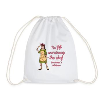 I'm 14 - Girl Chef - Drawstring Bag - white - Front